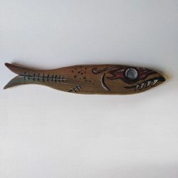 Zombie Fish Halloween Wood Cutout Original Primitive Funky Folk Art Painting