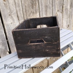 Primitive Folk Art Halloween Painted Wood Crate Autumn Fall Decor Custom Color