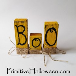 Primitive Folk Art Boo Wood Blocks Zombie Painting Halloween Boo Sign Decoration