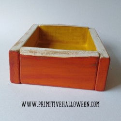 Primitive Candy Corn Wood Box Folk Art Halloween Painted